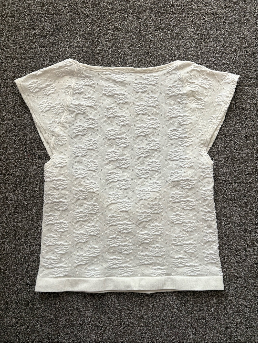 Urban Outfitters White Eyelet Cap-Sleeve Knit Top